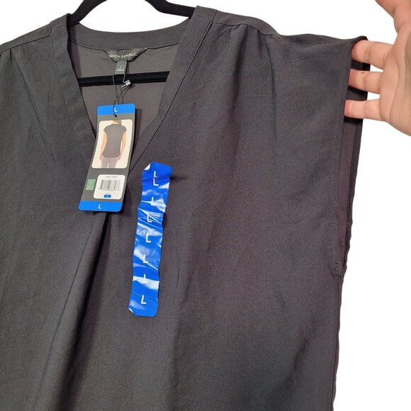 Banana Republic Women's Black Short Sleeve V-Neck Blouse Size Large New - Picture 6 of 11